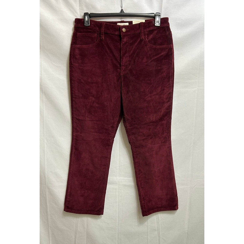Universal Thread Burgundy Corduroy Ankle Bootcut Pants Womens 14R Super Stretch